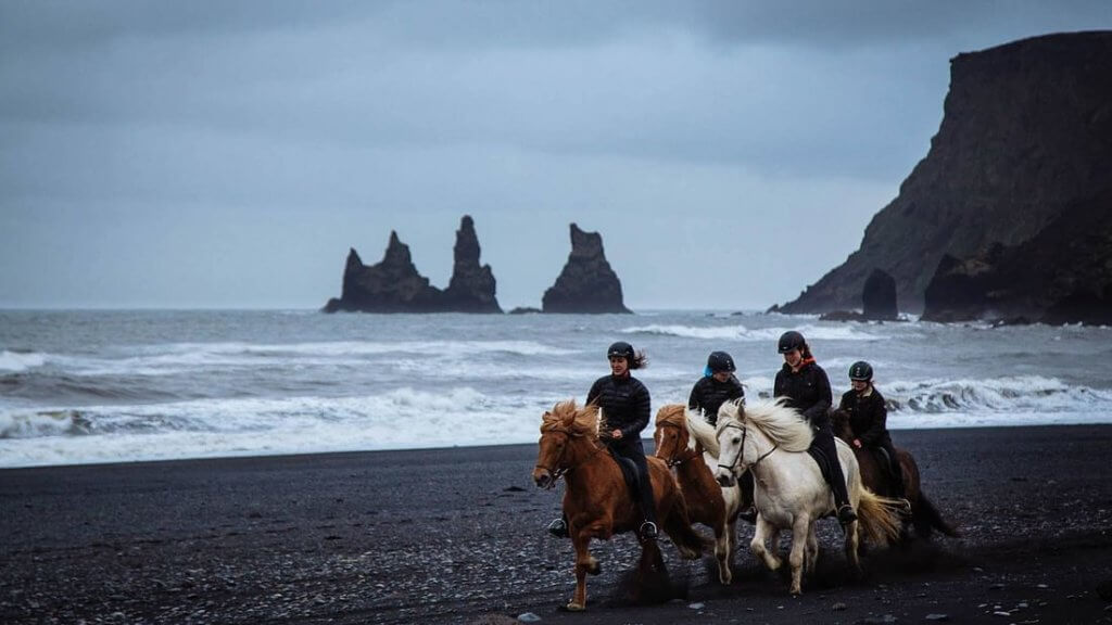 רכיבה על סוסים בחוף השחור באיסלנד