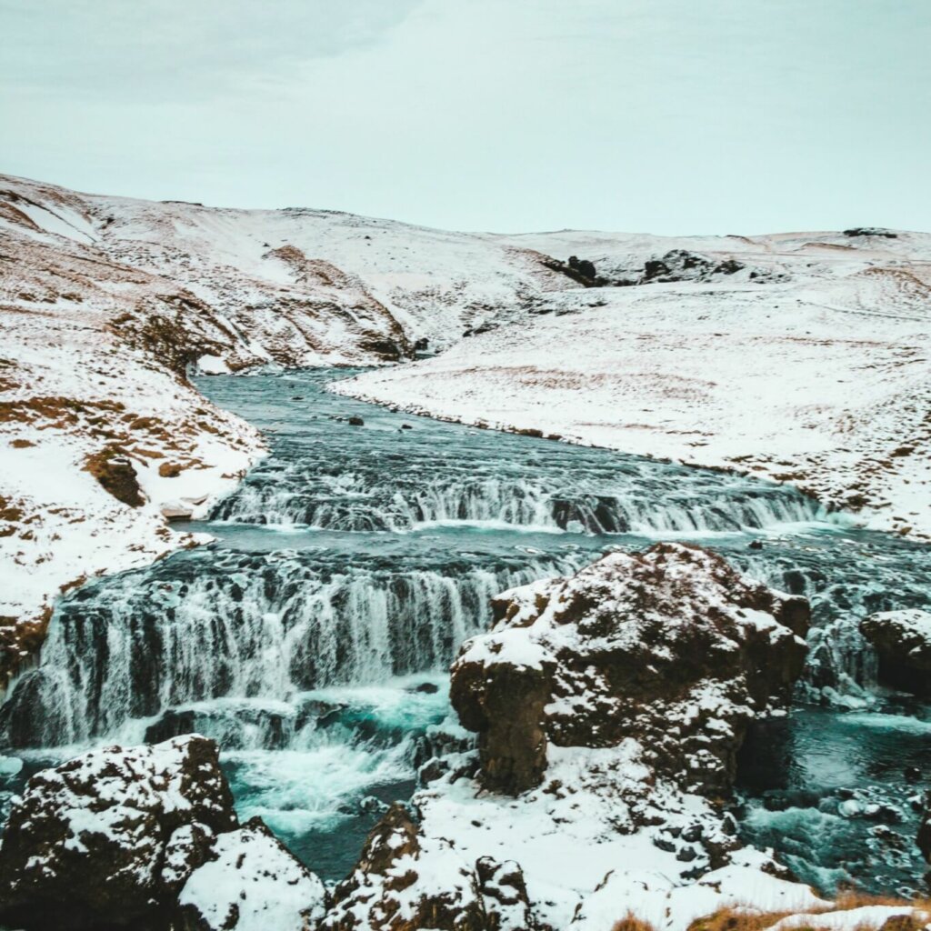 מפל urriðafoss בחורף